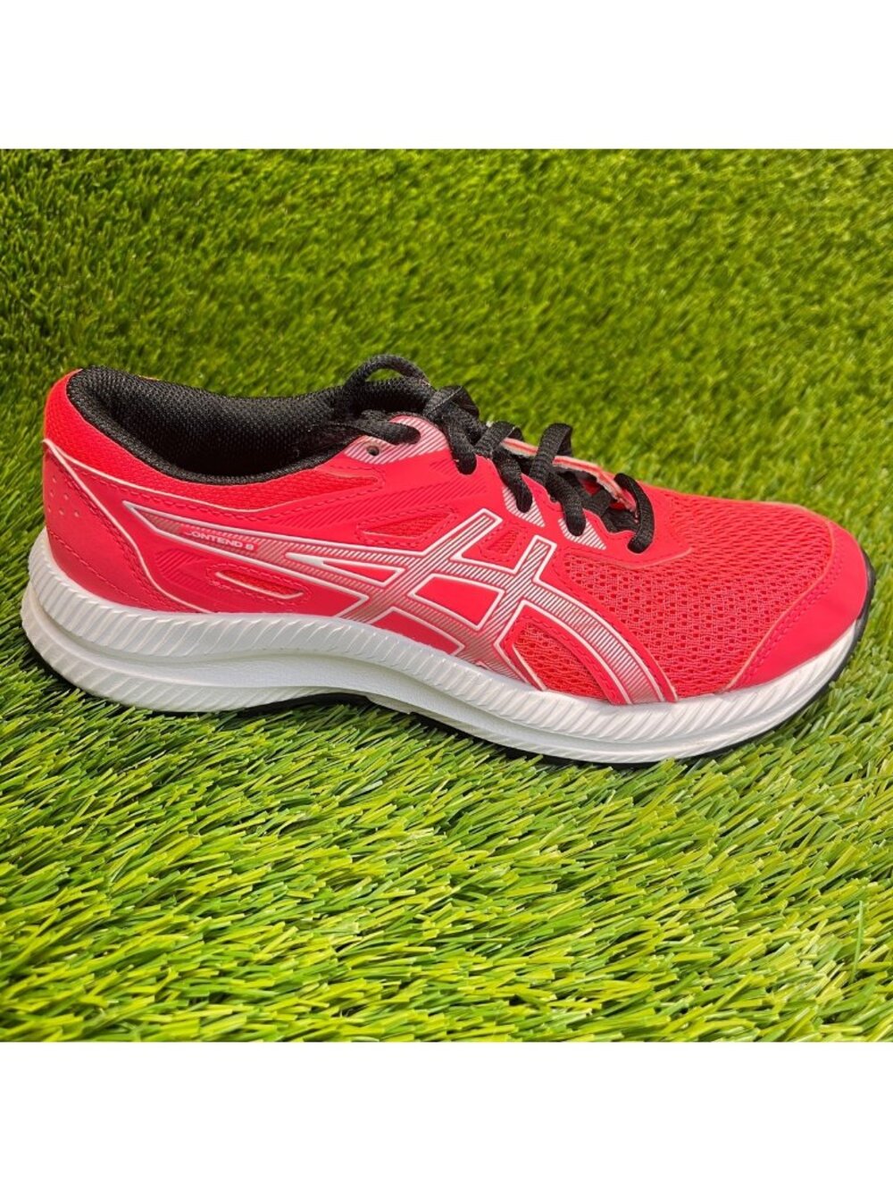 Asics Contend 8 Girls Size 4Y Pink White Black Running Athletic Shoes Sneakers